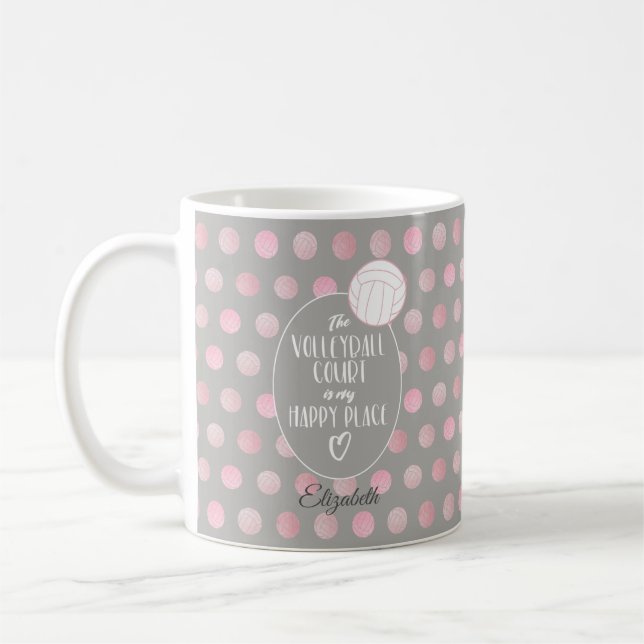Mug Le terrain de volley est mon joyeux endroit rose g (Gauche)