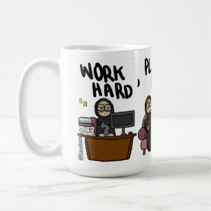 Mug Le travailler dur, jouent dur, petit somme dur