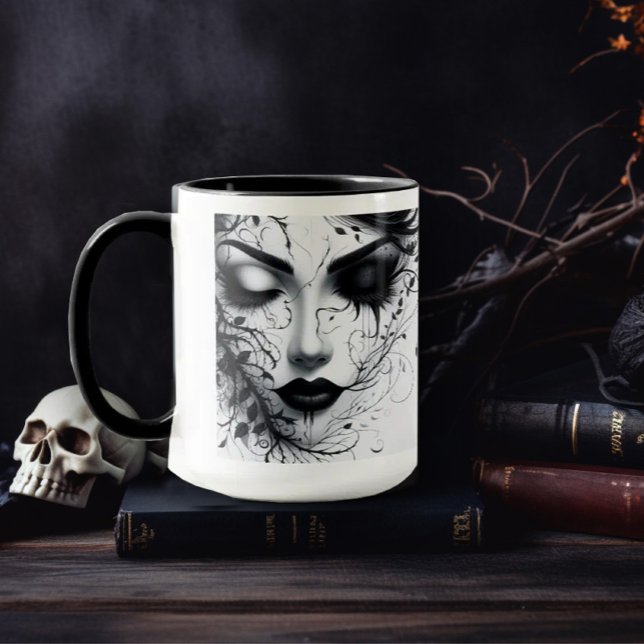 Mug Le visage de la femme gothique (Créateur téléchargé)