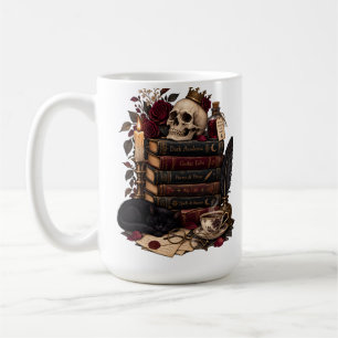Mug Lecteur gothique, bibliophile, crâne et roses litt