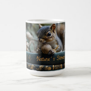 Mug L'écureuil avec la noix sur les livres d'antiquité