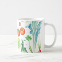 Légumes à l'aquarelle motif de légumes monogrammé