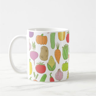 Mug Légumes dessinés à la main, arrière - plan de dood
