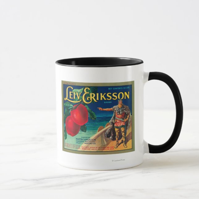 Mug Leiv Eriksson Étiquette Apple - Cashmere, WA (Droite)