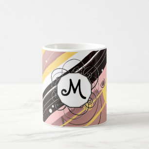 Mug Lémonade rose, rayures modernes rétro avec Monogra