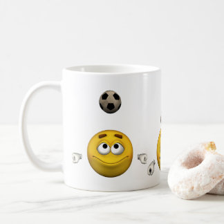 Mug L'émoticône joue au football, style de bande