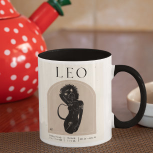 Mug Leo Feminine Zodiac Design Brown Noir 15 OZ