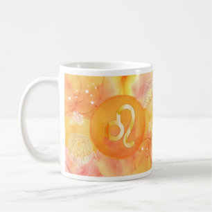 Mug Leo Golden Aquarelle Astrologie Zodiac Sign Musiqu