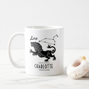 Mug Leo Lion Constellation Nom personnalisé Anniversa
