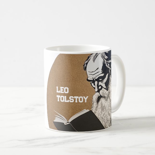 Mug Leo Tolstoï Portrait - Illustration Or (Devant droit)