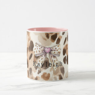 Mug Léopard à coeur avec noeud rose