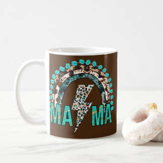 Mug Léopard de vache de l'Ouest Turquoise Rainbow Cowg