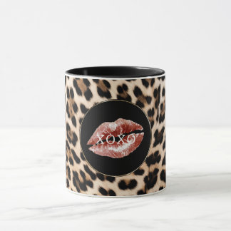 Mug Leopard Print Red Lips XOXO