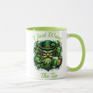 Mug Leprechaun Whimsical Boire Une Bière Frothy