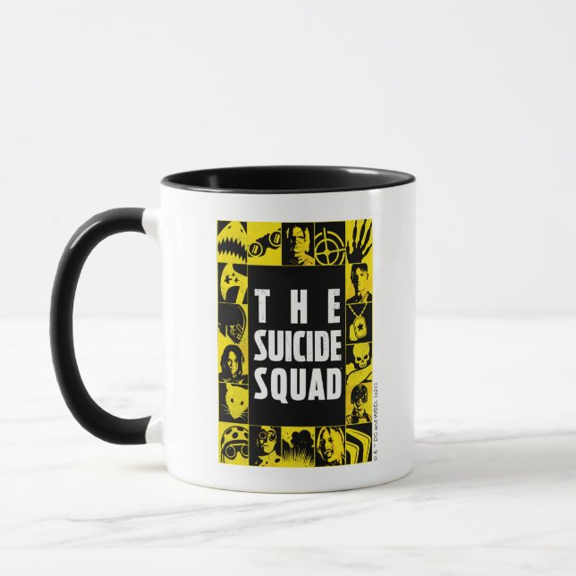 Mug L'équipe du suicide | Blocs d'icônes jaune et noir (Gauche)