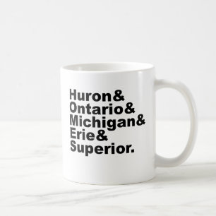 Mug Les 5 Grands Lacs  Huron Ontario Michigan Erie