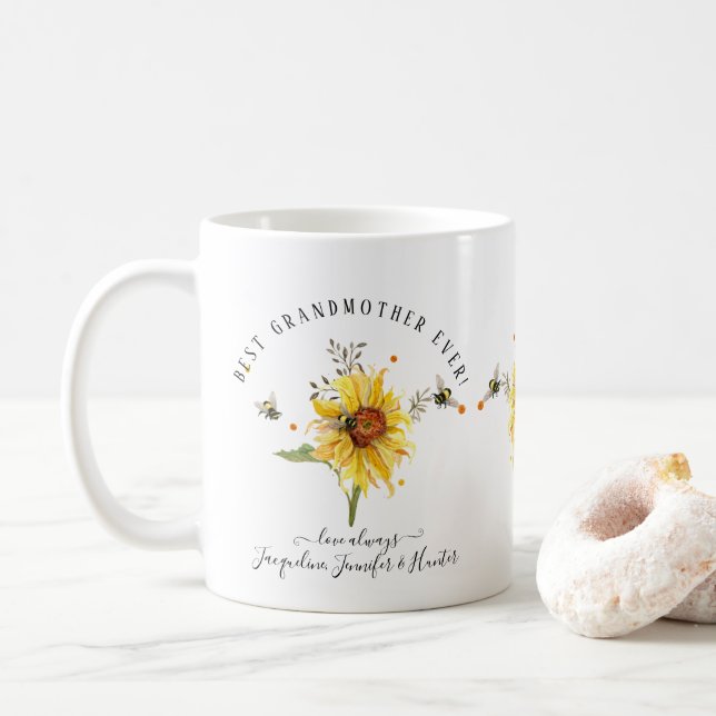 Mug Les Abeilles de tournesol couleur meilleure grand- (Avec donut)