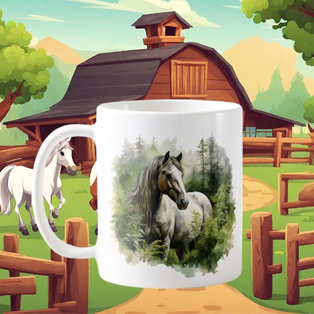 Mug Les amateurs de chevaux mignons ajoutent du monogr (Créateur téléchargé)