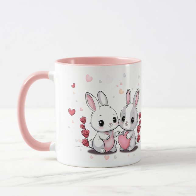Mug Les amateurs de lapin en caricature adorent les co (Gauche)