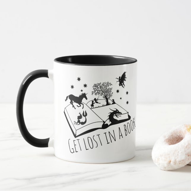 Mug Les amateurs de livres se perdent dans un livre (Avec donut)