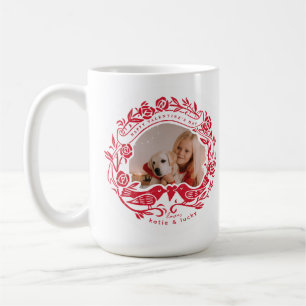 Mug Les amoureux de Linocut et la Saint-Valentin rose 