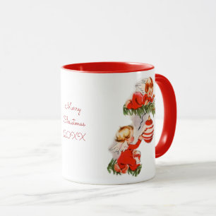 Mug Les anges décorant l'arbre de Noël