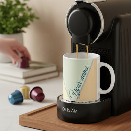 Mug les années 70 Bloc couleur Sage vert Triangles Nom