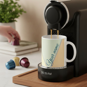 Mug les années 70 Bloc couleur Sage vert Triangles Nom