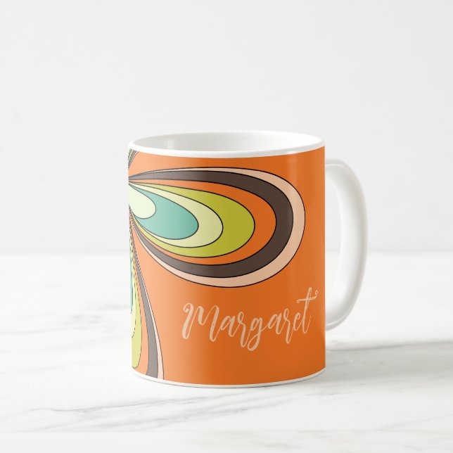 Mug les années 70 Hippie super Fleur Orange Retro Dais (Devant droit)