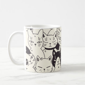 Mug Les chats dessinés à la main gribouillent un motif