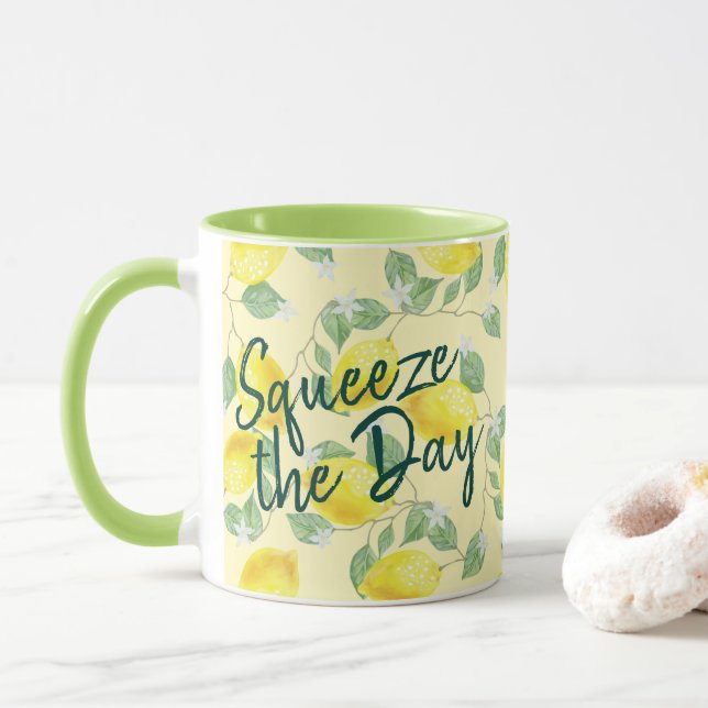 Mug Les citrons d'aquarelle serrent le jour (Avec donut)