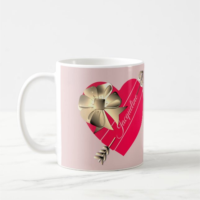 Mug Les Coeurs rouges de Valentine avec Bow (Gauche)