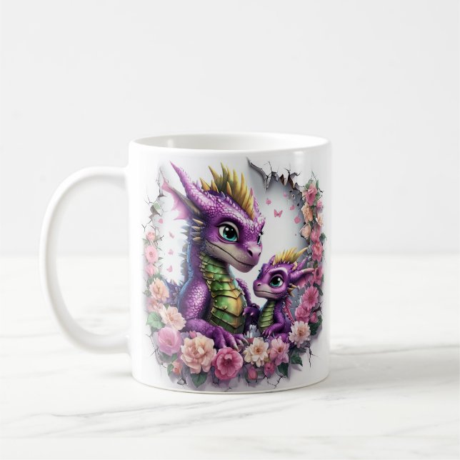 Mug Les dragons du dessin animé célèbrent la fête des  (Gauche)