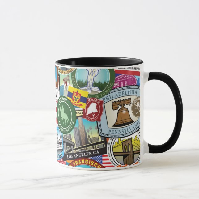 Mug Les Etats-Unis voyagent motif d'autocollant (Droite)