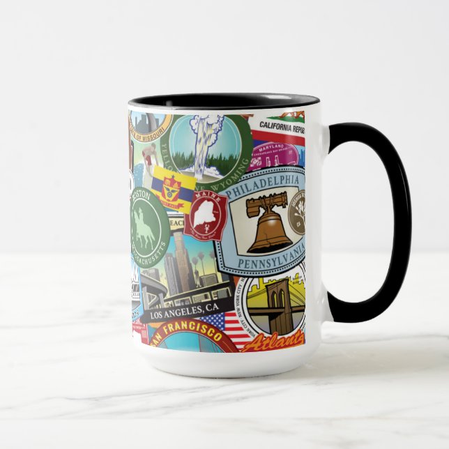 Mug Les Etats-Unis voyagent motif d'autocollant (Droite)
