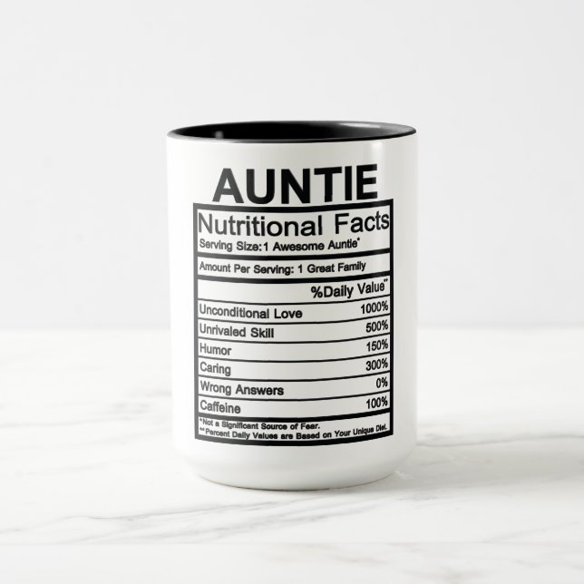 Mug Les faits nutritionnels de la tante (Centre)