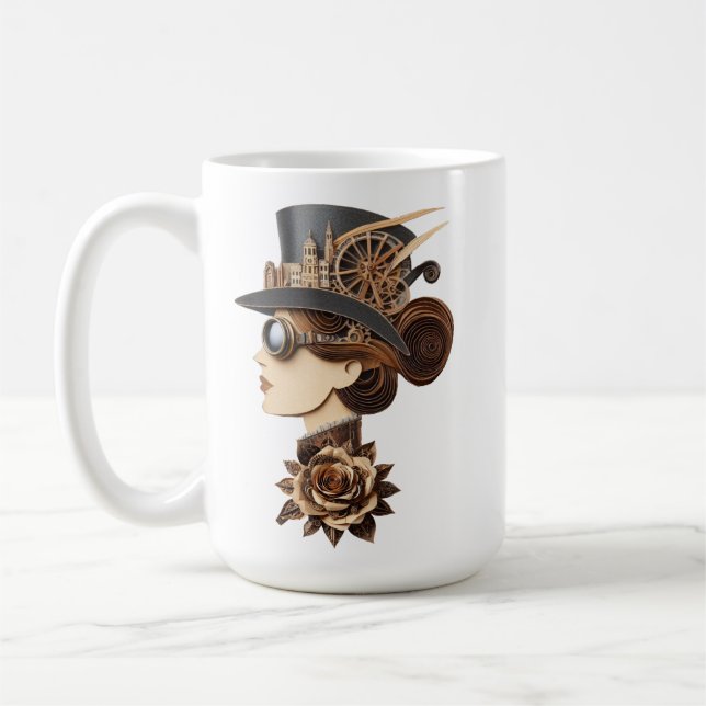 Mug Les femmes casquettes en vapeur font face à l'art  (Gauche)