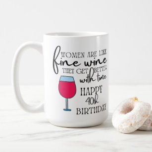 Mug Les femmes sont comme le vin 40e anniversaire café