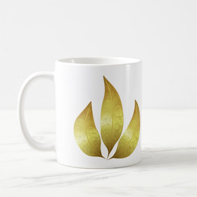 Mug Les feuilles d'ornements dorés, modernes et élégan (Gauche)