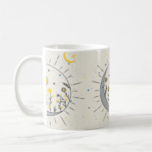 Mug Les fleurs planent le soleil et la lune graphisme