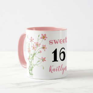 Mug Les Fleurs sauvages roses adorent 16 Anniversaires