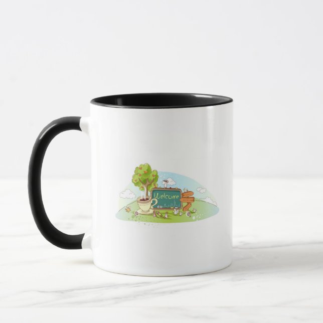 Mug Les gens détendant par l'information signent avec (Gauche)
