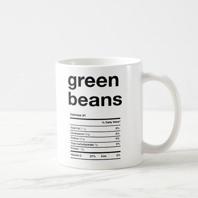 Mug Les haricots verts Information sur la nutrition (Droite)