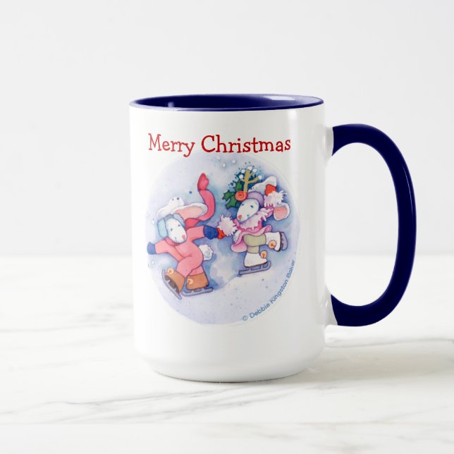 Mug Les lapins de patinage Noël (Droite)