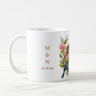 Mug Les Lovebirds personnalisés adoptent des noms et d