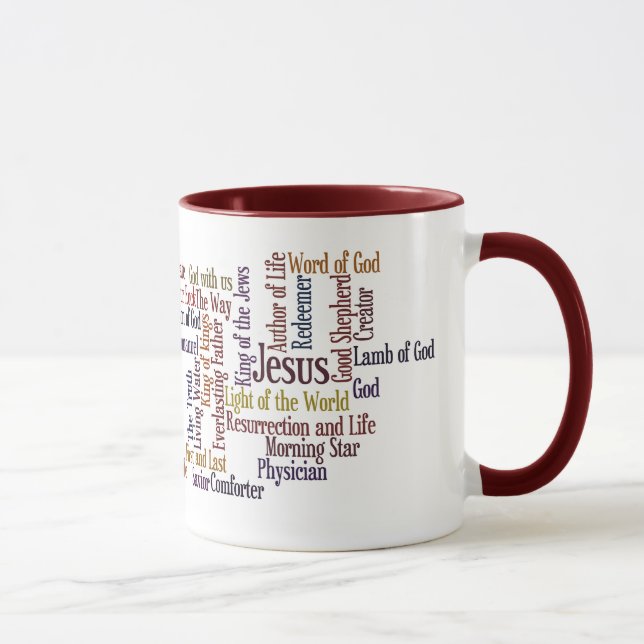 Mug Les noms de Jésus attaquent - le bleu/rouge foncé (Droite)