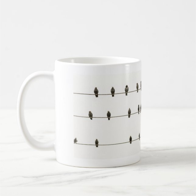 Mug Les Oiseaux Sur Un Fil Photo Noir Et Blanc (Gauche)