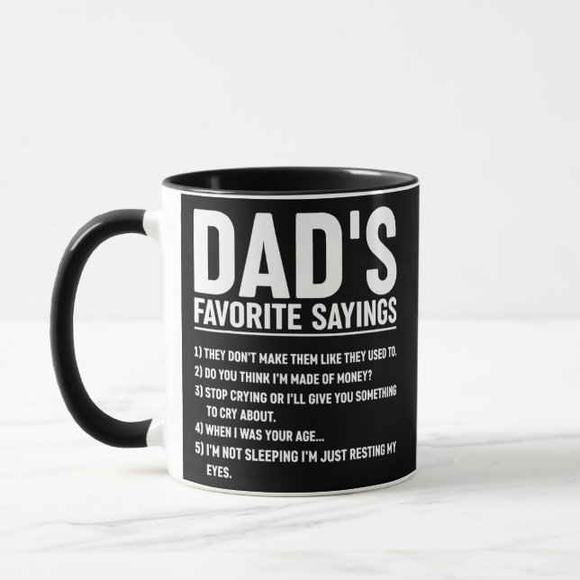 Mug Les paroles préférées de papa de Mens Fête des pèr (Gauche)