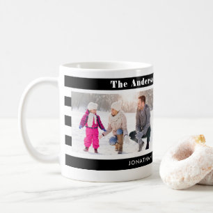 Mug Les photos de famille ont personnalisé les rayure
