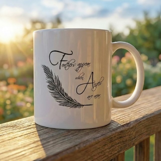 Mug Les Plumes Apparaissent Lorsque Les Anges Sont Prè (Créateur téléchargé)